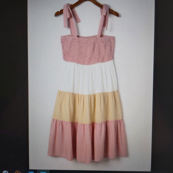 071. Multicolor Smocked Color Block Sleeveless Mini Dress Size S - Picture 5 of 8